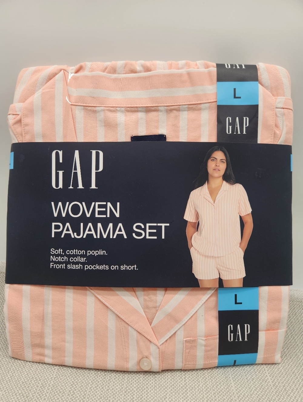 Gap Stripe Cotton Woven Pajama Set Shorts Short Sleeve